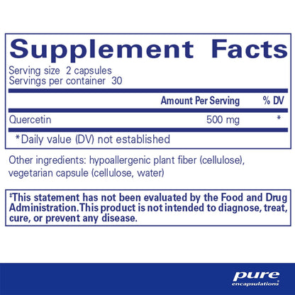 Pure Encapsulations Quercetin 250 mg supplement ingredients