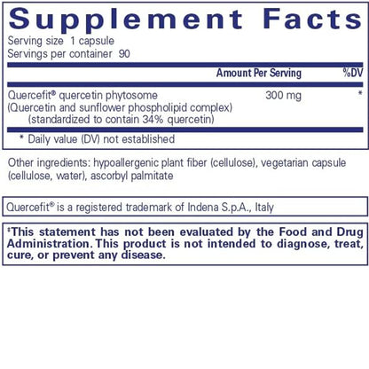 Pure Encapsulations Quercetin UltraSorb supplements facts