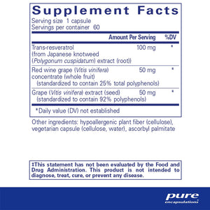 Pure Encapsulations Resveratrol EXTRA supplements facts