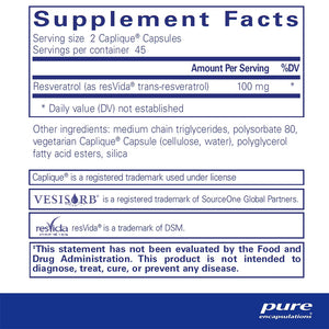 Pure Encapsulations Resveratrol VESIsorb supplements facts