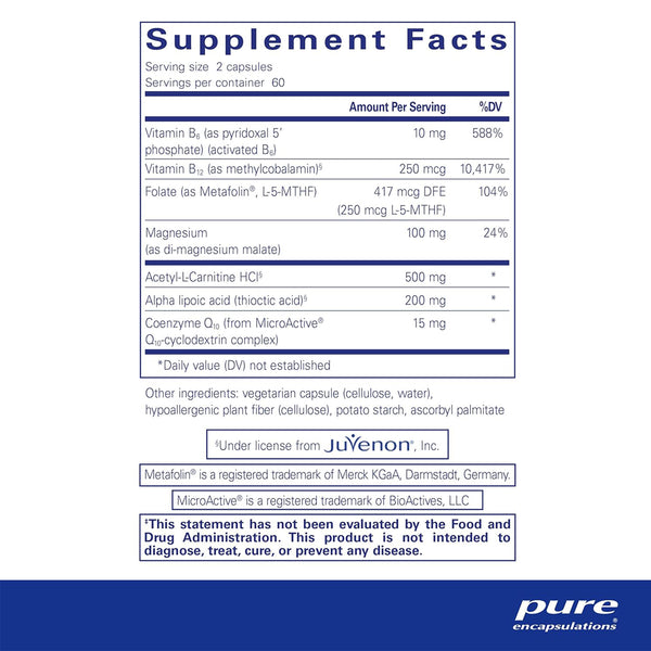 Pure Encapsulations RevitalAge Nerve supplements facts