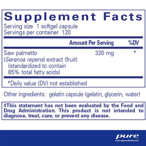 Pure Encapsulations Saw Palmetto 320 supplement ingredients