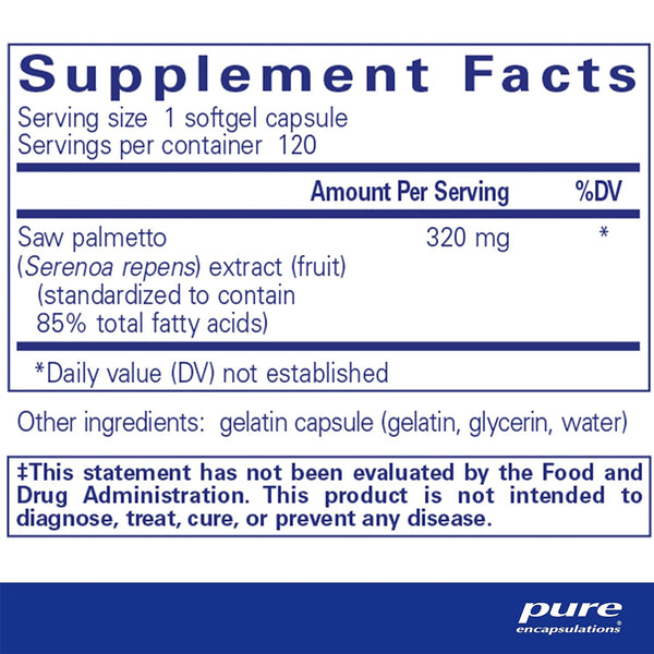 Pure Encapsulations Saw Palmetto 320 supplement ingredients