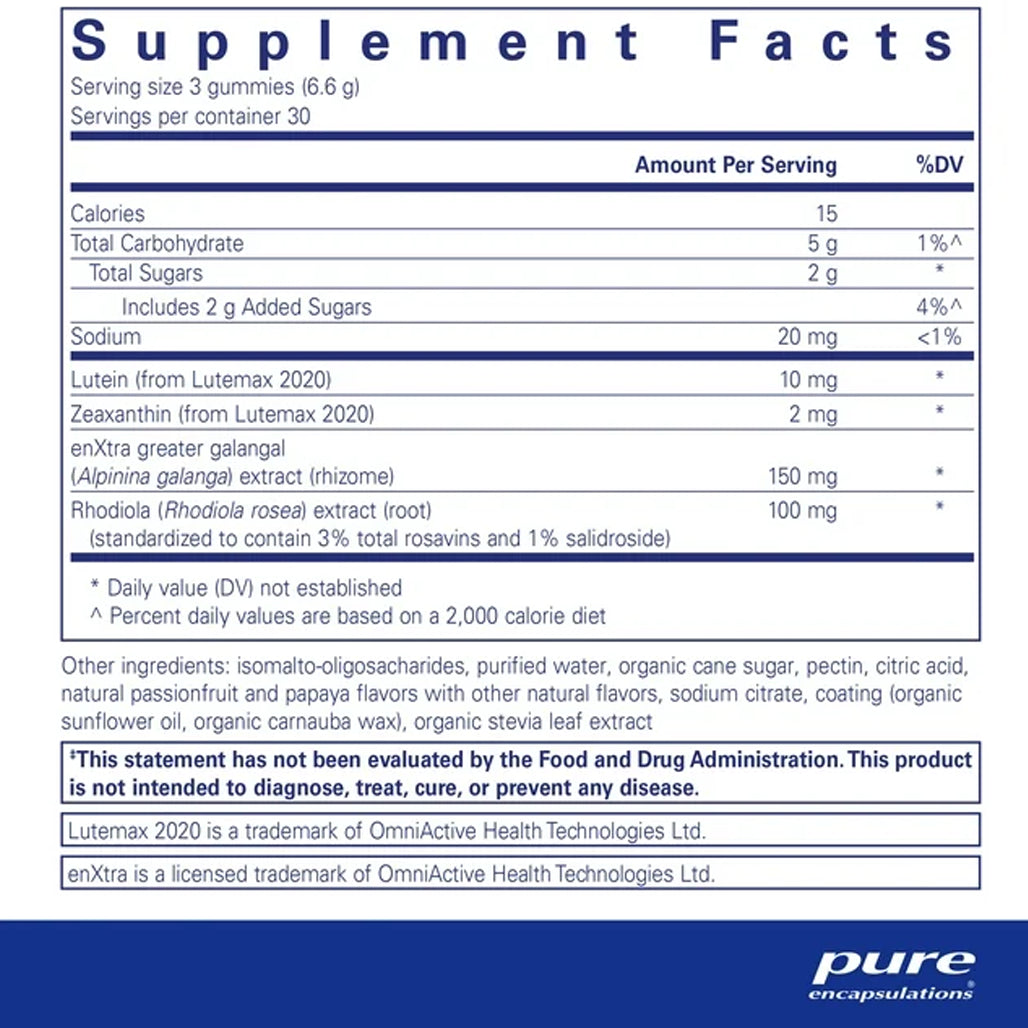 Pure Encapsulations ScreenProtect Gummy supplements facts