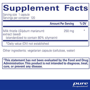Pure Encapsulations Silymarin 250 mg supplement ingredients