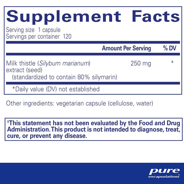 Pure Encapsulations Silymarin 250 mg supplement ingredients