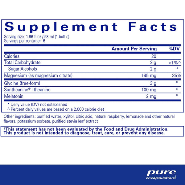 Pure Encapsulations Sleep Solution supplements facts