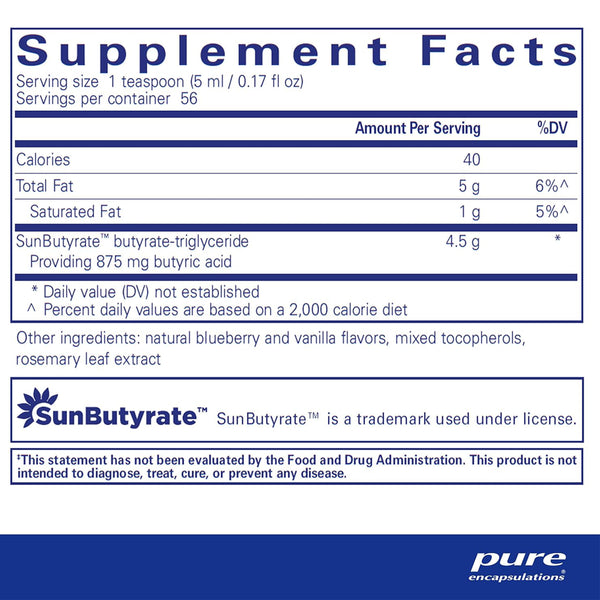Pure Encapsulations SunButyrate-TG liquid supplements facts