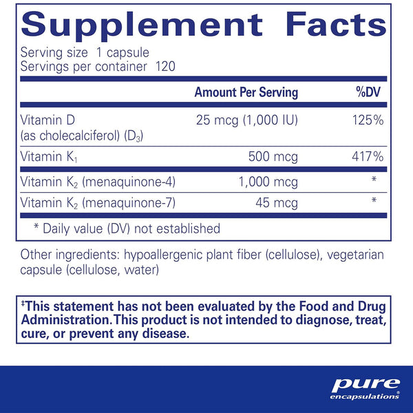Pure Encapsulations Synergy K supplement ingredients