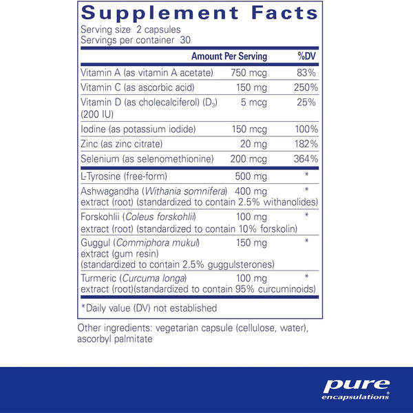 Pure Encapsulations Thyroid Support Complex supplements facts