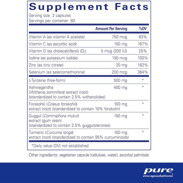 Pure Encapsulations Thyroid Support Complex supplement ingredients