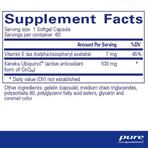 Pure Encapsulations Ubiquinol VESIsorb supplements facts