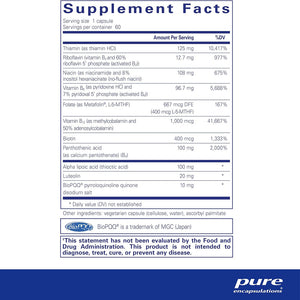 Pure Encapsulations Ultra B-Complex w/ PQQ supplements facts