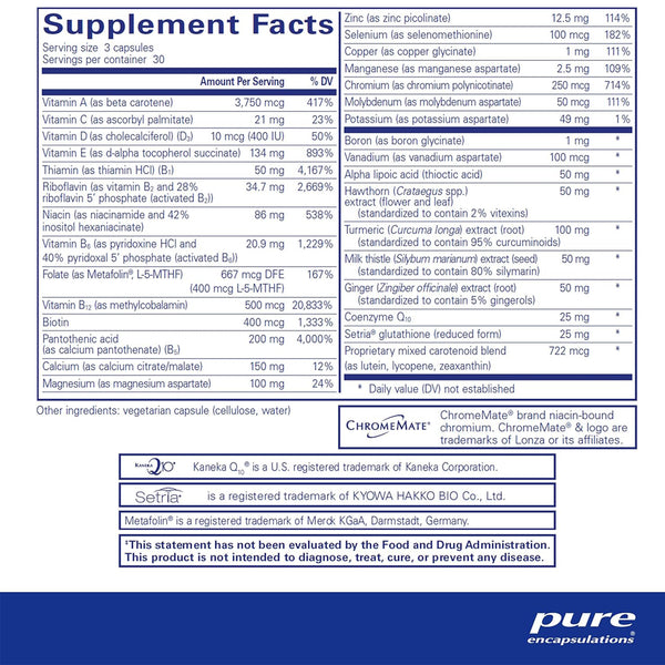 Pure Encapsulations UltraNutrient supplements facts