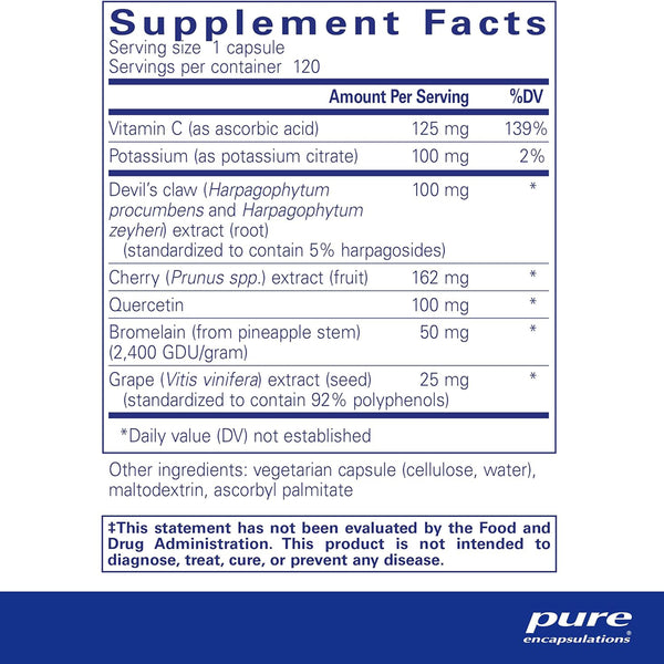 Pure Encapsulations Uric Acid Formula supplements facts