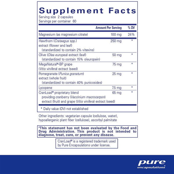 Pure Encapsulations Vascular Relax supplements facts