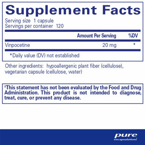 Pure Encapsulations Vinpocetine 20mg supplements facts