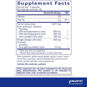 Pure Encapsulations VisionPro EPA/DHA/GLA supplement ingredients