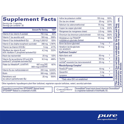 Pure Encapsulations VisionPro Nutrients supplements facts