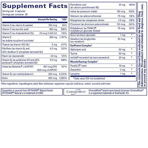 Pure Encapsulations VisionPro Nutrients without zinc supplement ingredients