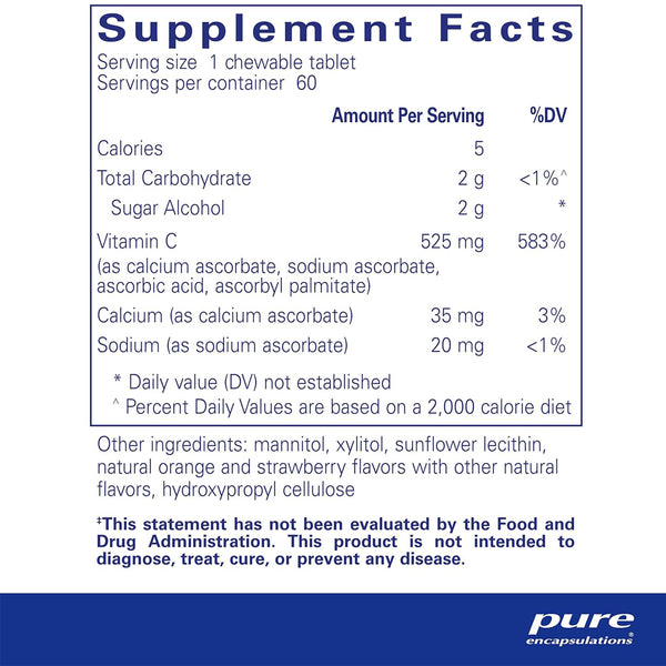 Pure Encapsulations Vitamin C chewables supplements facts