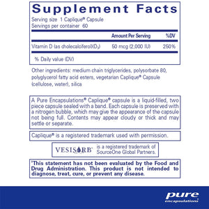 Pure Encapsulations Vitamin D3 VESIsorb supplements facts