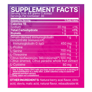 supplement facts panel showing serving size and ingredients for wellness product