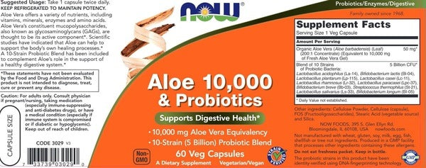 Aloe 10,000 & Probiotics NOW