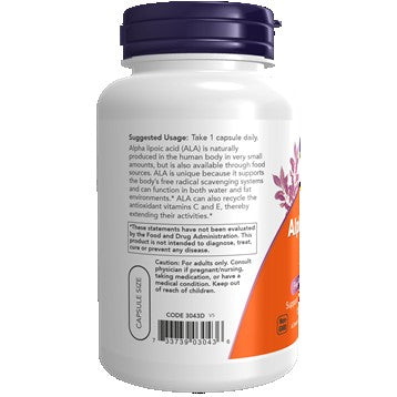 NOW Alpha Lipoic Acid 250 mg - Suggested Usages