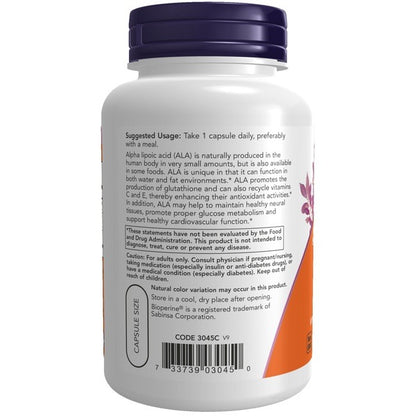 Alpha Lipoic Acid 600 mg by NOW - Suggested Usage