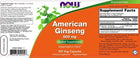 American Ginseng 500 mg NOW