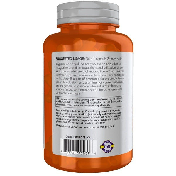 Arginine 500mg Citrulline 250mg NOW SPORTS