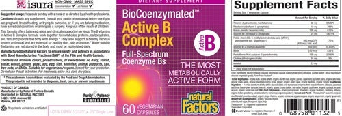 Benefits of Biocoenzymated Active B Complex - 60 Caps | Natural Factors | Supports nervous system
