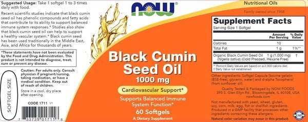 Black Cumin Seed Oil 1000 NOW