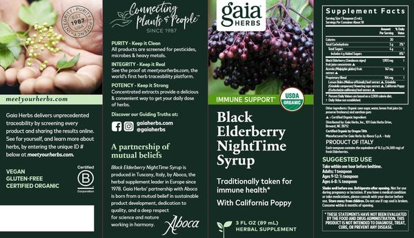 Black Elderberry Nighttime Syrup Gaia Herbs