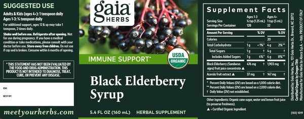 Black Elderberry Syrup Gaia Herbs