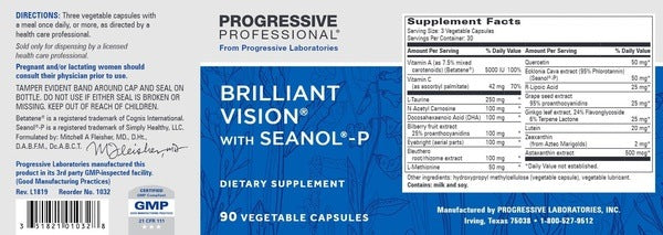 Brilliant Vision with Seanol-P 90 vcaps Progressive Labs