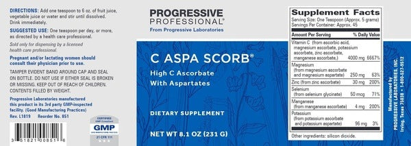 C Aspa Scorb Progressive Labs