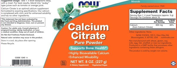 Calcium Citrate Powder NOW