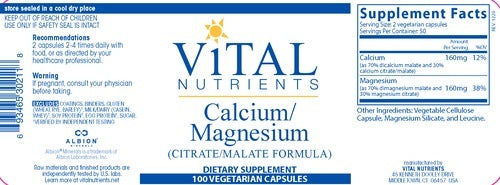About Vital Nutrients Calcium Magnesium Citrate-Malate Formula by Vital Nutrients - 100 Vegetarian Capsules | Promotes Healthy Teeth and Bones