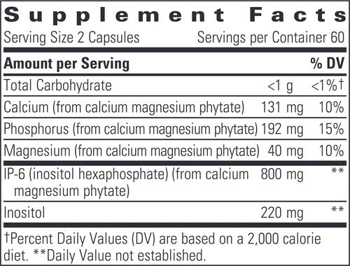 Integrative Therapeutics Cellular Forte with IP-6 & Inositol supplement facts