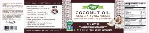 Coconut Oil Extra Virgin 16oz Natures way