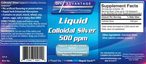 Colloidal Silver 500 ppm 2 oz Drs Advantage