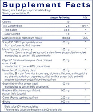 Pure Encapsulations CurcumaSorb Mind EasySticks supplements facts