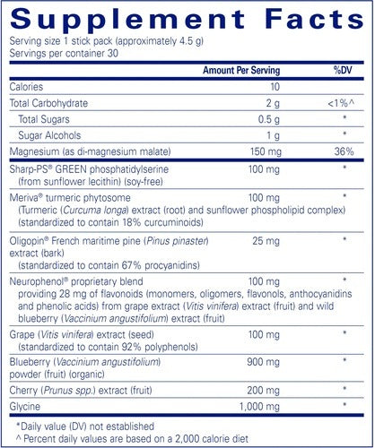 Pure Encapsulations CurcumaSorb Mind EasySticks supplements facts