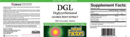 Benefits of DGL - 180 Chewable Tablets|Natural Factors|Supplement to support stomach lining