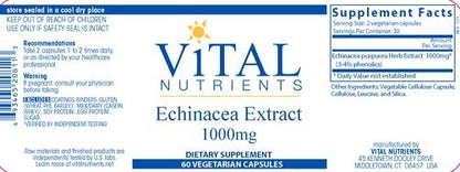 About Echinacea Extract 1000mg by Vital Nutrients - 60 Vegetarian Capsules |  Supports Macrophages