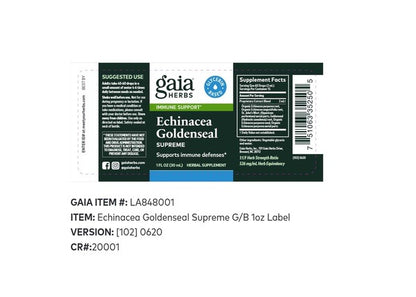 Echinacea Goldenseal Alcohol-Free Gaia Herbs