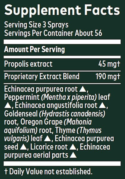 Echinacea Goldenseal Throat Spra by Gaia Herbs Supplement Facts