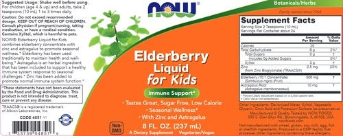 Elderberry Liquid for Kids NOW